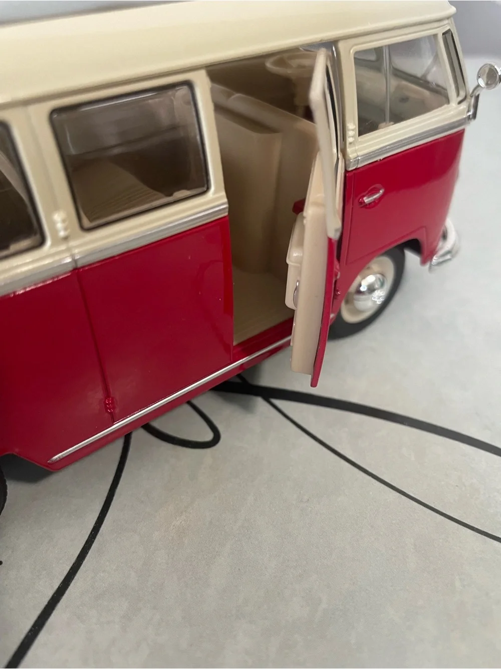 Retro-Style Kids Toy Bus - Red & Cream